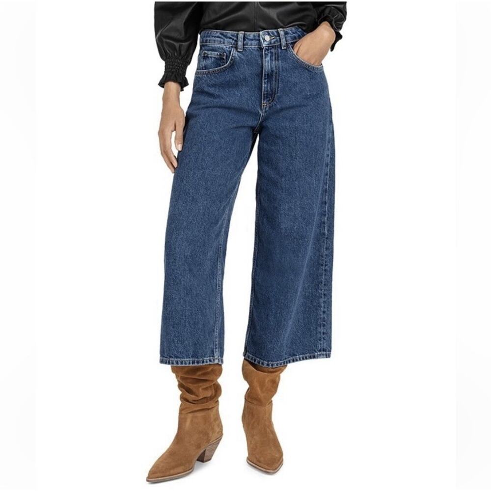 Ba&Sh Cropped High Rise Wide Leg Flare Jeans S/US‎ 4 Brut Boho Preppy